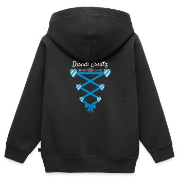 Volksfest Dirndl Ersatz - Kinder Premium Organic Zip Hoodie - Schwarz - Hinten - AI Model Kid Male (0cm)