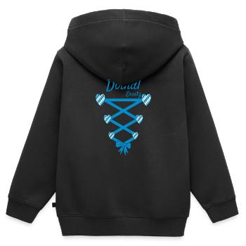 Volksfest Dirndl Ersatz - Kinder Premium Organic Zip Hoodie - Schwarz - Hinten - AI Model Kid Male (0cm)