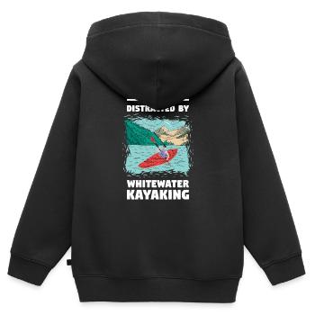 Easily Distracted By Whitewater Kayaking - Kids Premium Organic Zip-up Hoodie - black - Back - AI Model Kid Male (0cm)