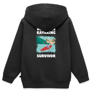 Survivant du kayak en eau vive - Sweat Premium à capuche zippé enfant bio - noir - Dos - AI Model Kid Male (0cm)