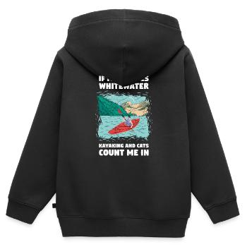 If It Involves Whitewater Kayaking And Cats - Kids Premium Organic Zip-up Hoodie - black - Back - AI Model Kid Male (0cm)