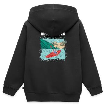 Best Boofer Whitewater Kayaking - Kids Premium Organic Zip-up Hoodie - black - Back - AI Model Kid Male (0cm)