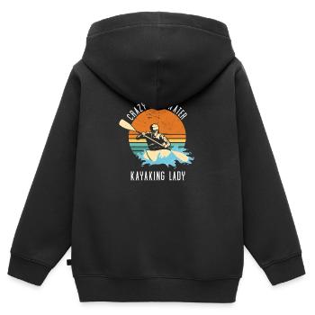 Crazy Whitewater Kayaking Lady - Kids Premium Organic Zip-up Hoodie - black - Back - AI Model Kid Male (0cm)