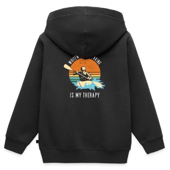 Whitewater Kayaking Is My Therapy - Kids Premium Organic Zip-up Hoodie - black - Back - AI Model Kid Male (0cm)