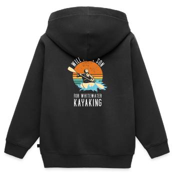 Will Trade Son For Whitewater Kayaking - Kids Premium Organic Zip-up Hoodie - black - Back - AI Model Kid Male (0cm)