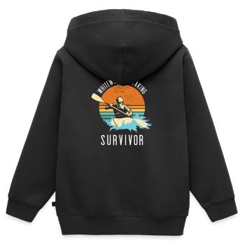 Survivant du kayak en eau vive - Sweat Premium à capuche zippé enfant bio - noir - Dos - AI Model Kid Male (0cm)