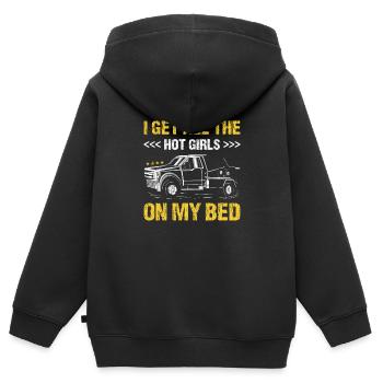 I Get All The Hot Girls On My Bed Tow Truck Driver - Kinder Premium Organic Zip Hoodie - Schwarz - Hinten - AI Model Kid Male (0cm)