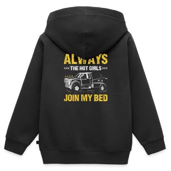 Always The Hot Girls Join My Bed Tow Truck Driver - Kinder Premium Organic Zip Hoodie - Schwarz - Hinten - AI Model Kid Male (0cm)