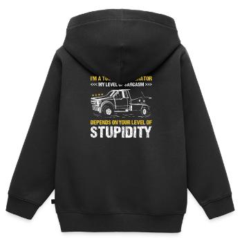 Mon sarcasme dépend de votre niveau de stupidité - Sweat Premium à capuche zippé enfant bio - noir - Dos - AI Model Kid Male (0cm)