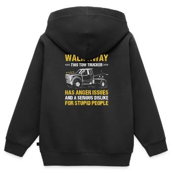 Walk Away Serious Dislike For Stupid People - Kinder Premium Organic Zip Hoodie - Schwarz - Hinten - AI Model Kid Male (0cm)
