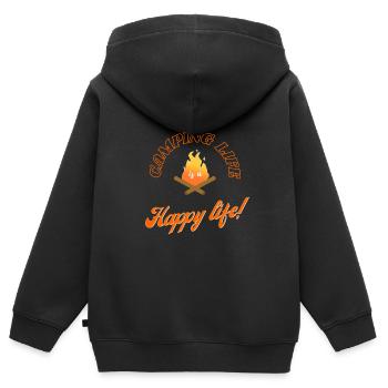 Vie de camping - vie heureuse - Sweat Premium à capuche zippé enfant bio - noir - Dos - AI Model Kid Male (0cm)