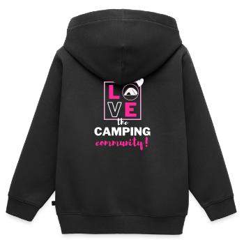Ich liebe die Camping-Community! - Kinder Premium Organic Zip Hoodie - Schwarz - Hinten - AI Model Kid Male (0cm)