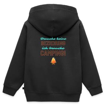 keine Beziehung - Camping! - Kinder Premium Organic Zip Hoodie - Schwarz - Hinten - AI Model Kid Male (0cm)