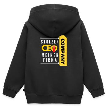 stolzer CEO meiner Firma - Kinder Premium Organic Zip Hoodie - Schwarz - Hinten - AI Model Kid Male (0cm)