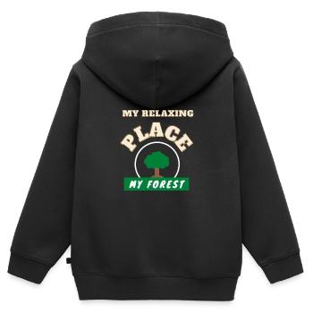 mein Ort der Entspannung: - Kinder Premium Organic Zip Hoodie - Schwarz - Hinten - AI Model Kid Male (0cm)
