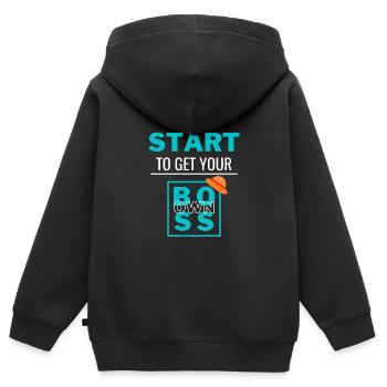 Devenez votre propre patron - Sweat Premium à capuche zippé enfant bio - noir - Dos - AI Model Kid Male (0cm)
