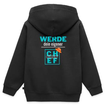 werde dein eigener Chef - Kinder Premium Organic Zip Hoodie - Schwarz - Hinten - AI Model Kid Male (0cm)