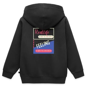 2 secondes à 100 km/h - Sweat Premium à capuche zippé enfant bio - noir - Dos - AI Model Kid Male (0cm)