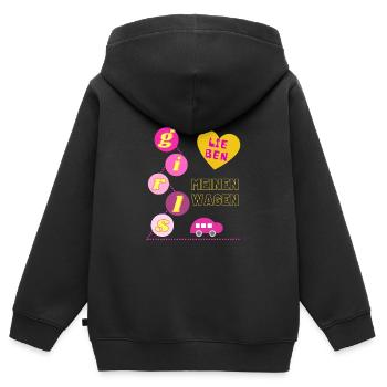 Girls lieben meinen Wagen - Kinder Premium Organic Zip Hoodie - Schwarz - Hinten - AI Model Kid Male (0cm)