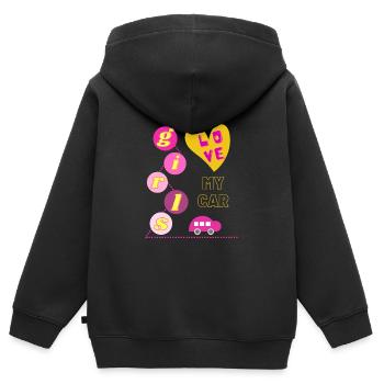 Les filles adorent ma voiture - Sweat Premium à capuche zippé enfant bio - noir - Dos - AI Model Kid Male (0cm)