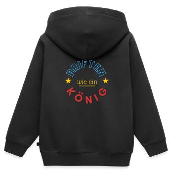 driften wie ein König - Kinder Premium Organic Zip Hoodie - Schwarz - Hinten - AI Model Kid Male (0cm)