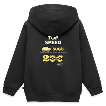 Vitesse maximale supérieure à 200 km/h - Sweat Premium à capuche zippé enfant bio - noir - Dos - AI Model Kid Male (0cm)
