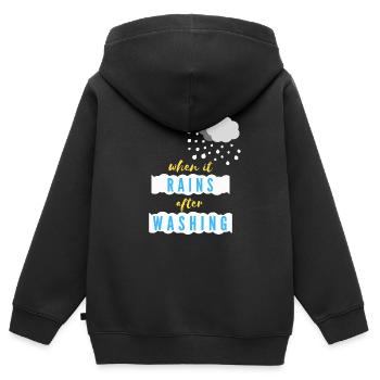 wenn es nach dem Waschen regnet - Kinder Premium Organic Zip Hoodie - Schwarz - Hinten - AI Model Kid Male (0cm)