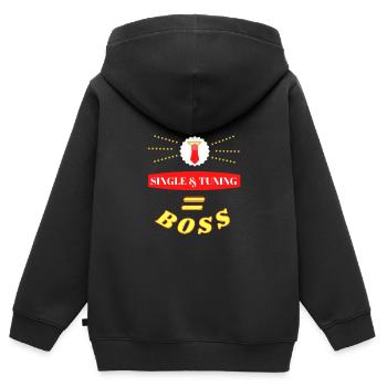 Single & Tuning = Chef - Sweat Premium à capuche zippé enfant bio - noir - Dos - AI Model Kid Male (0cm)