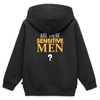 Are there sensitive men? - Kids Premium Organic Zip-up Hoodie - black - Back - AI Model Kid Male (0cm)