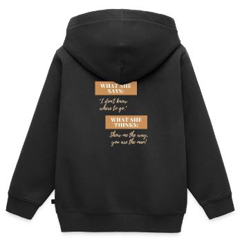 Montrez-moi le chemin, mec! - Sweat Premium à capuche zippé enfant bio - noir - Dos - AI Model Kid Male (0cm)