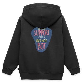 Wo ist mein SUPPORT? Überall.. - Kinder Premium Organic Zip Hoodie - Schwarz - Hinten - AI Model Kid Male (0cm)
