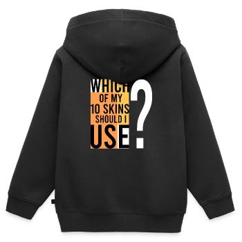 Welche SKIN sollte ich verwenden? - Kinder Premium Organic Zip Hoodie - Schwarz - Hinten - AI Model Kid Male (0cm)