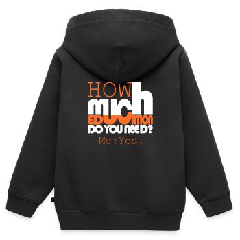 Combien d’éducation? - Sweat Premium à capuche zippé enfant bio - noir - Dos - AI Model Kid Male (0cm)