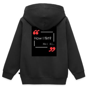Comment puis-je flirter? - Sweat Premium à capuche zippé enfant bio - noir - Dos - AI Model Kid Male (0cm)