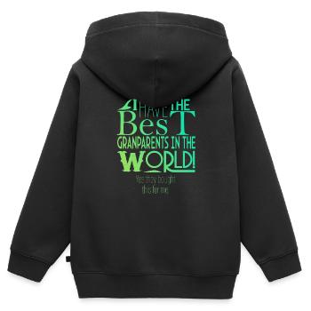 Ja, meine Großeltern haben es gekauft. - Kinder Premium Organic Zip Hoodie - Schwarz - Hinten - AI Model Kid Male (0cm)