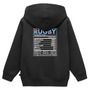 Nutrition Fiji Rugby - Kinder Premium Organic Zip Hoodie - Schwarz - Hinten - AI Model Kid Male (0cm)