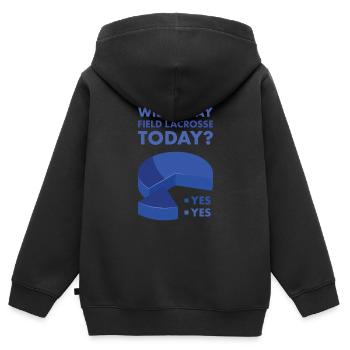 Sport Will I Play Field Lacrosse - Kids Premium Organic Zip-up Hoodie - black - Back - AI Model Kid Male (0cm)