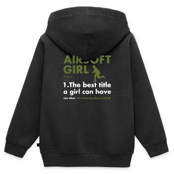 Sport Girl Definition Airsoft - Kinder Premium Organic Zip Hoodie - Schwarz - Hinten - AI Model Kid Male (0cm)