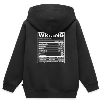Writer Nutrition Writing - Kinder Premium Organic Zip Hoodie - Schwarz - Hinten - AI Model Kid Male (0cm)