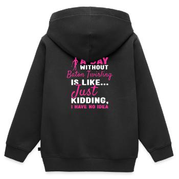 Baton Twirler Une journée sans bâton Twirling - Sweat Premium à capuche zippé enfant bio - noir - Dos - AI Model Kid Male (0cm)