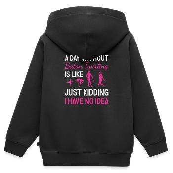 Baton Twirler Une journée sans bâton Twirling - Sweat Premium à capuche zippé enfant bio - noir - Dos - AI Model Kid Male (0cm)