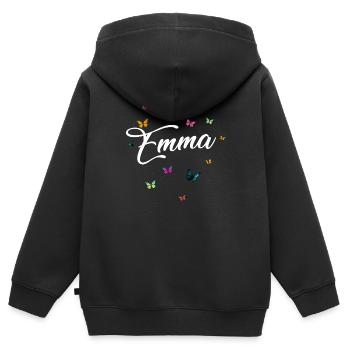 EMMA - Girl's Name with Colorful Butterflies - Kids Premium Organic Zip-up Hoodie - black - Back - AI Model Kid Male (0cm)