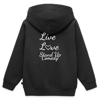 Comedian Live Love Stand Up Comedy - Kinder Premium Organic Zip Hoodie - Schwarz - Hinten - AI Model Kid Male (0cm)