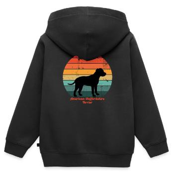 Retro American Staffordshire Terrier - Kinder Premium Organic Zip Hoodie - Schwarz - Hinten - AI Model Kid Male (0cm)