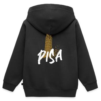 Pise Italie ville natale, tourisme tour de Pise - Sweat Premium à capuche zippé enfant bio - noir - Dos - AI Model Kid Male (0cm)