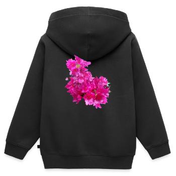 laurier-rose,fleur,lotus,vigne,floral,fleurs - Sweat Premium à capuche zippé enfant bio - noir - Dos - AI Model Kid Male (0cm)