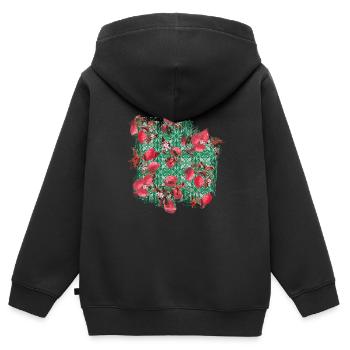 Majolica motifs, carreaux, porcelaine, majolique - Sweat Premium à capuche zippé enfant bio - noir - Dos - AI Model Kid Male (0cm)