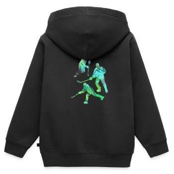 Eishockey, Hockey, Graffiti, bunt, stencil - Kinder Premium Organic Zip Hoodie - Schwarz - Hinten - AI Model Kid Male (0cm)