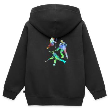 Eishockey, Hockey, Graffiti, bunt, stencil - Kinder Premium Organic Zip Hoodie - Schwarz - Hinten - AI Model Kid Male (0cm)