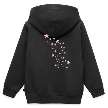 Étoiles, étoile, étoiles roses, rose - Sweat Premium à capuche zippé enfant bio - noir - Dos - AI Model Kid Male (0cm)